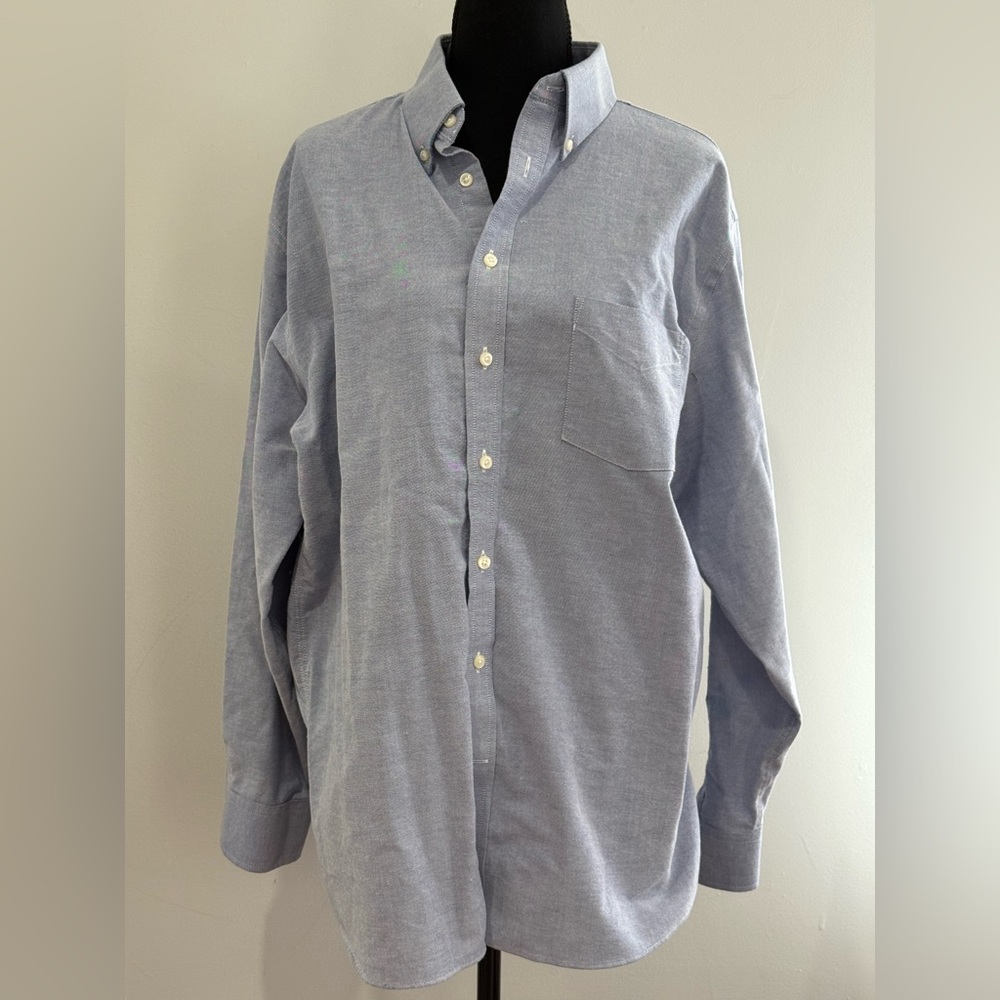 Stafford 17 34-35 Travel Wrinkle Free Oxford Classic Blue Men's Shirt 761
